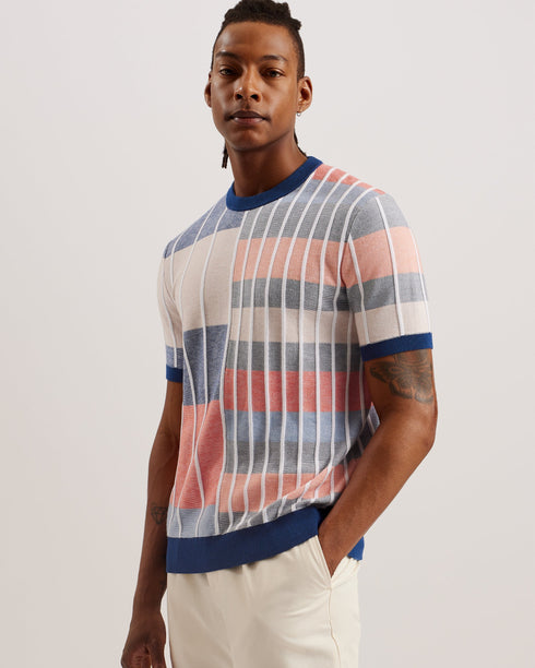 BARDA-Knitwear-SS Regular Striped Knitted T-Shirt- Ted Baker Romania
